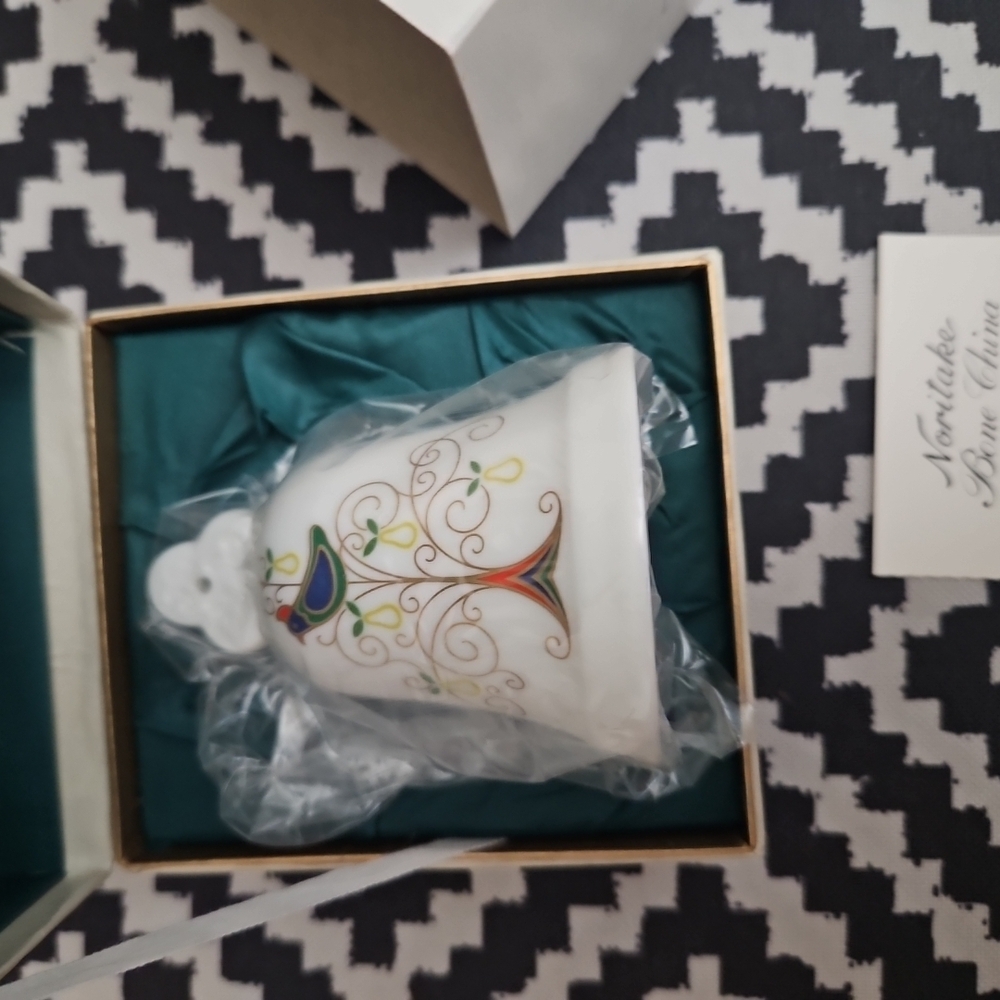 Decorative White Bell with Colorful Design